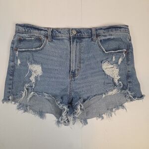 Abercrombie & Fitch The Mom Short Mid Rise 31/12 Medium Wash Distressed Shorts